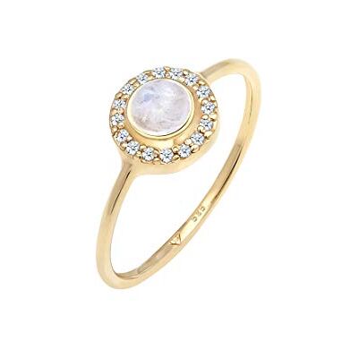 Elli PREMIUM ring damer elegant med månsten och diamant (0,08 ct) av 585 gult guld, 52 EU, Gult guld, Diamant Elli PREMIUM ring damer elegant med månsten och diamant (0,08 ct) av 585 gult guld, 52 EU, Gult guld, Diamant