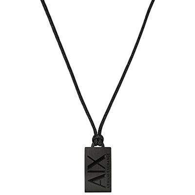 Giorgio Armani Men's Stainless Steel or leather pendant necklace with lobster clasp closure Giorgio Armani Men's Stainless Steel or leather pendant necklace with lobster clasp closure