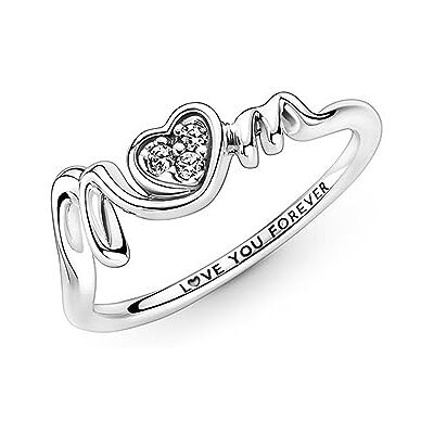 PANDORA Damen Ring "MOM mit Herz" Silber mit Zirkonia 191149C01 191149C01-54 PANDORA Damen Ring "MOM mit Herz" Silber mit Zirkonia 191149C01 191149C01-54