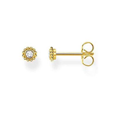 THOMAS SABO boucles d'oreilles clous simples fleur pierre blanche argent plaqué or H2137-414-14 THOMAS SABO boucles d'oreilles clous simples fleur pierre blanche argent plaqué or H2137-414-14