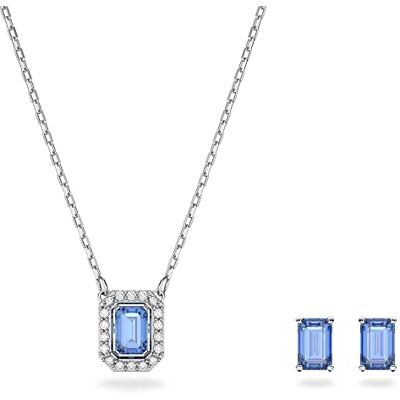 Swarovski Millenia stud örhängen och halsbandsset, blåfärgad kristall i en rodiumpläterad miljö, från Millenia Collection Swarovski Millenia stud örhängen och halsbandsset, blåfärgad kristall i en rodiumpläterad miljö, från Millenia Collection