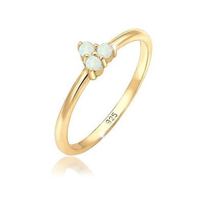 Elli kvinnors 925 sterlingsilver patiens årsdagsring, 54 cm, Sterlingsilver, Opal Elli kvinnors 925 sterlingsilver patiens årsdagsring, 54 cm, Sterlingsilver, Opal
