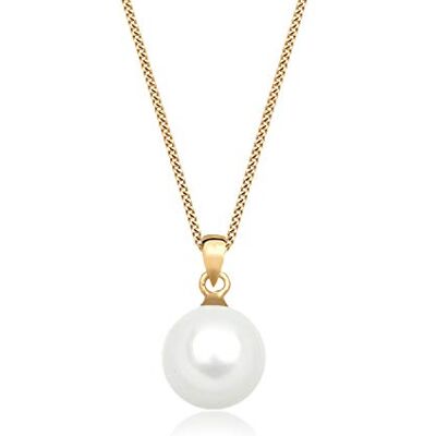 Elli Premium damhalsband med hänge mussla pärla lyxig filigran i 585 gult guld, 450, Snäckskal, Pärla Elli Premium damhalsband med hänge mussla pärla lyxig filigran i 585 gult guld, 450, Snäckskal, Pärla