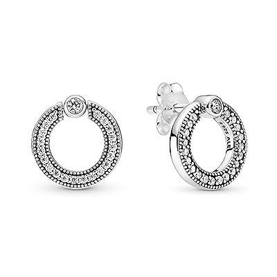 PANDORA Signature logotyp vändbara stiftörhängen i sterling silver med klar kubisk zirkonia PANDORA Signature logotyp vändbara stiftörhängen i sterling silver med klar kubisk zirkonia