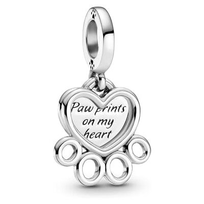 PANDORA Passions tassavtryck och hjärta berlock i sterling silver PANDORA Passions tassavtryck och hjärta berlock i sterling silver