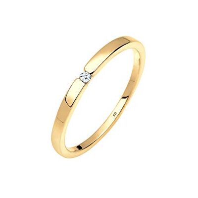 DIAMORE Elli diamanter-ring för kvinnor, förlovningsring klassisk med diamant (0,015 ct) i 925 sterlingsilver, 54 cm, Sterlingsilver, Diamant DIAMORE Elli diamanter-ring för kvinnor, förlovningsring klassisk med diamant (0,015 ct) i 925 sterlingsilver, 54 cm, Sterlingsilver, Diamant