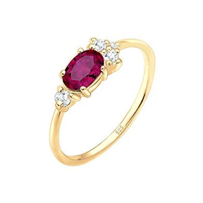 Elli Premium ring förlovning klassiska zirkoniakristaller syntetisk rubin guldpläterad 925 sterlingsilver, 58, Silver, Rubin Elli Premium ring förlovning klassiska zirkoniakristaller syntetisk rubin guldpläterad 925 sterlingsilver, 58, Silver, Rubin