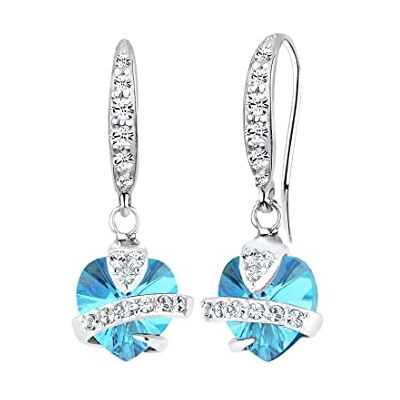 Elli Dam 925 sterling silver kristaller hjärta kärlek vänskap kärlek token örhängen, emalj, Kristall, Elli Dam 925 sterling silver kristaller hjärta kärlek vänskap kärlek token örhängen, emalj, Kristall,