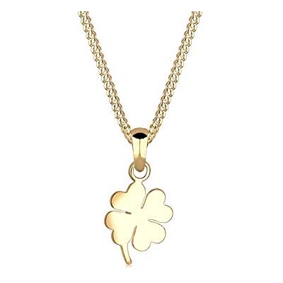 Elli PREMIUM halsband damer med hänge klöverblad lyckobringare talisman i 585 gult guld, 450, fasettad slipning Elli PREMIUM halsband damer med hänge klöverblad lyckobringare talisman i 585 gult guld, 450, fasettad slipning