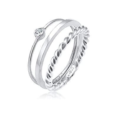 Elli Ring dam set solitaire basic vriden med kristall i 925 sterling silver, 58, Silver, Kristall Elli Ring dam set solitaire basic vriden med kristall i 925 sterling silver, 58, Silver, Kristall