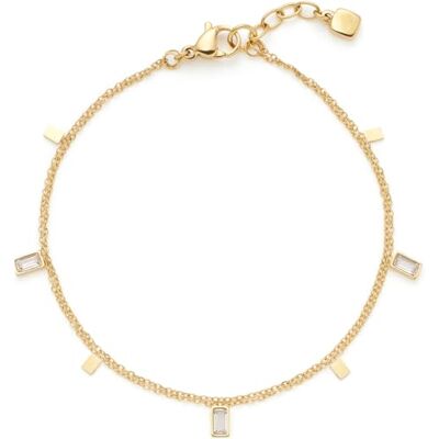 JEWELS BY LEONARDO armband Ciao Liora, armsmycken av guldfärgat rostfritt stål, rektangulära plattor och klara baguetteglasstenar, 18–20 cm långa, smycken damer, 024457, Eine Grösse, Rostfritt stål, JEWELS BY LEONARDO armband Ciao Liora, armsmycken av guldfärgat rostfritt stål, rektangulära plattor och klara baguetteglasstenar, 18–20 cm långa, smycken damer, 024457, Eine Grösse, Rostfritt stål,