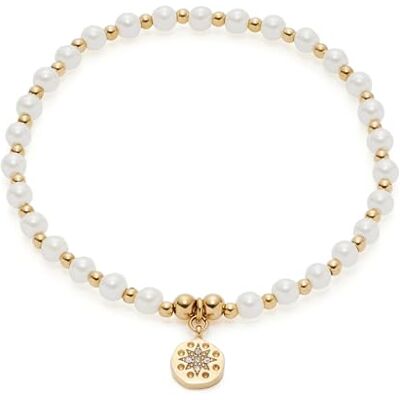 JEWELS BY LEONARDO Leonardo Pelena Ciao Armband aus Edelstahl Mit Imitationsperlen in der Farbe Gold-Weiß, Länge: 19,5cm, 021178 JEWELS BY LEONARDO Leonardo Pelena Ciao Armband aus Edelstahl Mit Imitationsperlen in der Farbe Gold-Weiß, Länge: 19,5cm, 021178