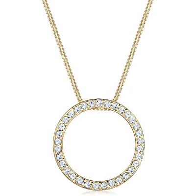 Elli halsband damer cirkel hänge trend med kristaller i 925 sterlingsilver, 45, fasettad slipning, Kristall Elli halsband damer cirkel hänge trend med kristaller i 925 sterlingsilver, 45, fasettad slipning, Kristall