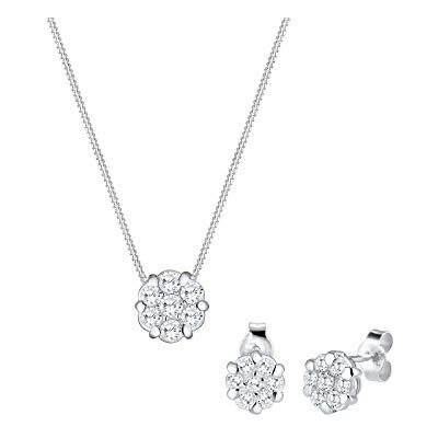 Elli Dam 925 Sterling Silver Xilion Cut Zirkonboll Halsband smycken set längd på 45 cm Elli Dam 925 Sterling Silver Xilion Cut Zirkonboll Halsband smycken set längd på 45 cm