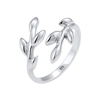 Elli Ring olivblad gren natur 925 silver, fasettad slipning, Utan Elli Ring olivblad gren natur 925 silver, fasettad slipning, Utan