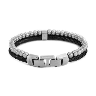Fossil Herrarmband i rostfritt stål med hummerlås eller vikstängningsarmband, Skiffersilver Fossil Herrarmband i rostfritt stål med hummerlås eller vikstängningsarmband, Skiffersilver