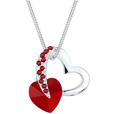 Elli dam halskedja med hjärta berlock kärlek med kristaller i 925 sterlingsilver lång e silver,Mörkröd Elli dam halskedja med hjärta berlock kärlek med kristaller i 925 sterlingsilver lång e silver,Mörkröd