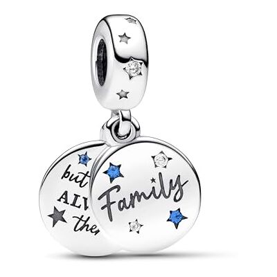 PANDORA Moments Geliebte Familie Doppelter Charm-Anhänger aus Sterling Silber mit Zirkonia, Kompatibel Moments Armbändern, 792987C01 PANDORA Moments Geliebte Familie Doppelter Charm-Anhänger aus Sterling Silber mit Zirkonia, Kompatibel Moments Armbändern, 792987C01