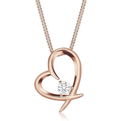 Elli halsband damer hjärta böjd med zirkoniumkristaller i 925 sterlingsilver, 450, Kristall, Kubisk zirkonia Elli halsband damer hjärta böjd med zirkoniumkristaller i 925 sterlingsilver, 450, Kristall, Kubisk zirkonia