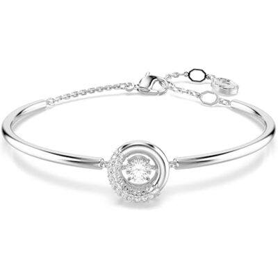 Swarovski Dextera Runt mjukt armband, Vit, Blank rodium Swarovski Dextera Runt mjukt armband, Vit, Blank rodium
