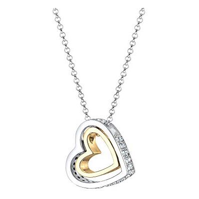 Elli halsband kvinnor hjärta hänge förlovningskristaller i 925 sterlingsilver, 450, Silver, Kristall Elli halsband kvinnor hjärta hänge förlovningskristaller i 925 sterlingsilver, 450, Silver, Kristall