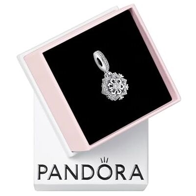 PANDORA Funkelnde Schneeflocke Doppelter Charm-Anhänger aus Sterling-Silber, Moments Collection, kompatibel Moments Armbändern, 792355C01 PANDORA Funkelnde Schneeflocke Doppelter Charm-Anhänger aus Sterling-Silber, Moments Collection, kompatibel Moments Armbändern, 792355C01