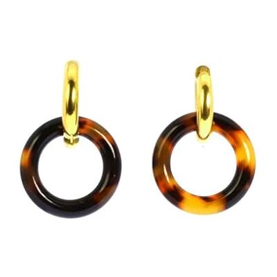 Les Cleias Beatrice dinglande örhängen, dubbla ringar i rostfritt stål och harts, Taille unique, Rostfritt stål Harts, Ingen ädelsten Les Cleias Beatrice dinglande örhängen, dubbla ringar i rostfritt stål och harts, Taille unique, Rostfritt stål Harts, Ingen ädelsten