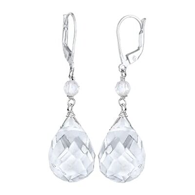 Elli Örhängen damer droppar elegant festlig med bergkristall vit i 925 sterlingsilver, Crystal, kristall Elli Örhängen damer droppar elegant festlig med bergkristall vit i 925 sterlingsilver, Crystal, kristall