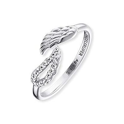 Engelsrufer Damen-Ring aus 925 Sterling Silber mit Engelsflügeln und Zirkonia, Größenverstellbar, ERR-TWINWING-ZI Engelsrufer Damen-Ring aus 925 Sterling Silber mit Engelsflügeln und Zirkonia, Größenverstellbar, ERR-TWINWING-ZI