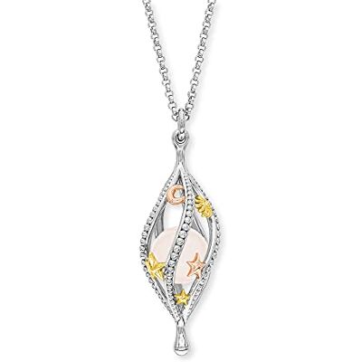 Engelsrufer Damen Halskette aus Sterling Silber und Universe Anhänger mit Sonne Mond & Sterne Symbolen gefüllt mit einer Rosenquarz Kugel Karabinerverschluss Engelsrufer Damen Halskette aus Sterling Silber und Universe Anhänger mit Sonne Mond & Sterne Symbolen gefüllt mit einer Rosenquarz Kugel Karabinerverschluss