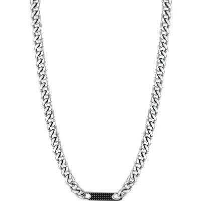 Brosway Halskette Bullet für Herren aus 316L-Edelstahl mit schwarzem Emaille-Stab, Karabinerverschluss, Länge: 46,5 cm, BUL04 Brosway Halskette Bullet für Herren aus 316L-Edelstahl mit schwarzem Emaille-Stab, Karabinerverschluss, Länge: 46,5 cm, BUL04