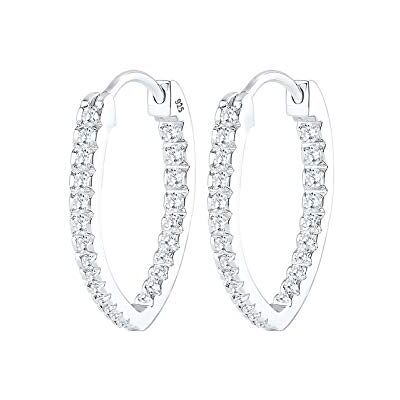 Elli Örhängen damer oval kreolsk med zirkonium i 925 sterlingsilver Elli Örhängen damer oval kreolsk med zirkonium i 925 sterlingsilver