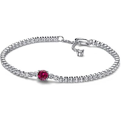 PANDORA Timeless Funkelndes Rundes Pavé Tennisarmband in Sterling-Silber mit Rotem Cubic Zirkonia, Gr. 20, 592403C01-20 PANDORA Timeless Funkelndes Rundes Pavé Tennisarmband in Sterling-Silber mit Rotem Cubic Zirkonia, Gr. 20, 592403C01-20