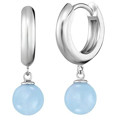 Engelsrufer Damen Creole aus Sterling Silber mit Blauer Achat Perle Kraftstein Anhänger, Clipverschluss, nickelfrei, 13mm, ERE-BA-CR Engelsrufer Damen Creole aus Sterling Silber mit Blauer Achat Perle Kraftstein Anhänger, Clipverschluss, nickelfrei, 13mm, ERE-BA-CR