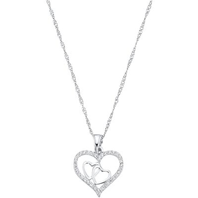 amor halsband med hänge 925 sterling silver dam halsband, med cubic zirconia synth, 42 cm, silver, hjärta, Kommer i smycken presentförpackning, 9188345 amor halsband med hänge 925 sterling silver dam halsband, med cubic zirconia synth, 42 cm, silver, hjärta, Kommer i smycken presentförpackning, 9188345