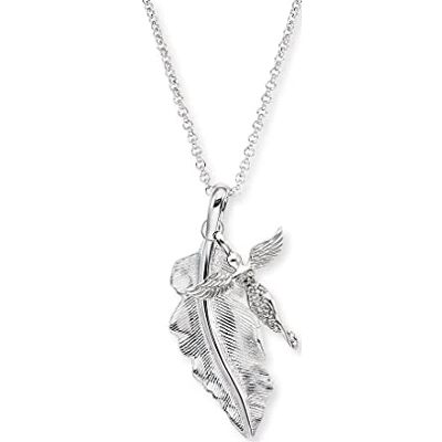 Engelsrufer 925 Silber Damen-Kette mit Anhänger Silberne Feder und Engel, ERN-FEDER-ANGEL-BIG Engelsrufer 925 Silber Damen-Kette mit Anhänger Silberne Feder und Engel, ERN-FEDER-ANGEL-BIG