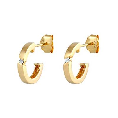 DIAMORE Elli DIAMONDS örhängen kvinnor kreol med diamant (0,03 ct.) i 585 gult guld, En Storlek, fasettad slipning, Diamant DIAMORE Elli DIAMONDS örhängen kvinnor kreol med diamant (0,03 ct.) i 585 gult guld, En Storlek, fasettad slipning, Diamant