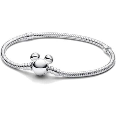 PANDORA Disney Micky Maus Verschluss Moments Schlangen-Gliederarmband mit Micky Maus Verschluss, Kompatibel Moments, Größe: 17 cm, 593061C00-17 PANDORA Disney Micky Maus Verschluss Moments Schlangen-Gliederarmband mit Micky Maus Verschluss, Kompatibel Moments, Größe: 17 cm, 593061C00-17