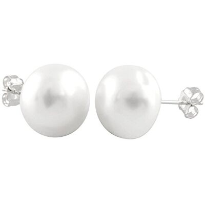 Bella Pearls kvinnor 925 sterlingsilver vita stiftörhängen BWS-14W, Sterlingsilver Bella Pearls kvinnor 925 sterlingsilver vita stiftörhängen BWS-14W, Sterlingsilver