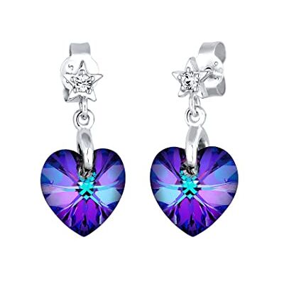 Elli Dam 925 sterling silver Xilion slipad hjärta kristall örhängen, Crystal Sterlingsilver, Kristall Elli Dam 925 sterling silver Xilion slipad hjärta kristall örhängen, Crystal Sterlingsilver, Kristall