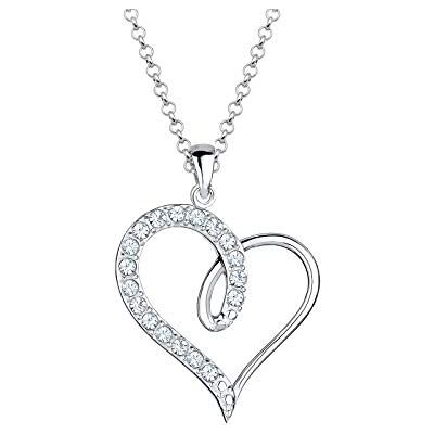 Elli halsband glittrande hjärta med kristaller i 925 sterlingsilver, 45, Fasettsnitt, Kristall Elli halsband glittrande hjärta med kristaller i 925 sterlingsilver, 45, Fasettsnitt, Kristall