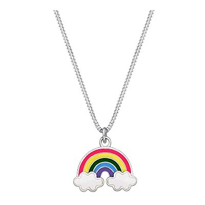 Elli Halsband barn regnbåge moln hänge med emalj färgglatt i 925 sterlingsilver, 360, Emalj, Utan Elli Halsband barn regnbåge moln hänge med emalj färgglatt i 925 sterlingsilver, 360, Emalj, Utan