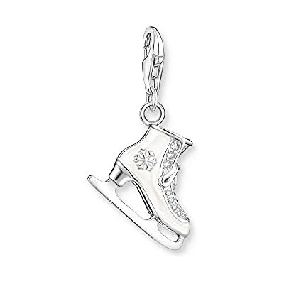 THOMAS SABO Charm-Anhänger Schlittschuh aus 925er Sterlingsilber in 3D-Optik, Kaltemaille Zirkonia-Steinen und gravierter Schneeflocke, Maße: 28 x 16 mm, 1907-041-14 THOMAS SABO Charm-Anhänger Schlittschuh aus 925er Sterlingsilber in 3D-Optik, Kaltemaille Zirkonia-Steinen und gravierter Schneeflocke, Maße: 28 x 16 mm, 1907-041-14