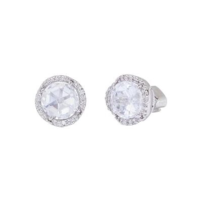 kate spade new york Pave Round Large Studs, Clear/Silver kate spade new york Pave Round Large Studs, Clear/Silver