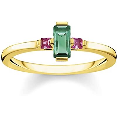 THOMAS SABO bague pierre taille baguette argent plaqué or vert TR2258-973-7-54 THOMAS SABO bague pierre taille baguette argent plaqué or vert TR2258-973-7-54