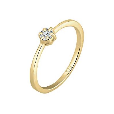 DIAMORE Elli DIAMONDS ring kvinnor förlovningsblomma med diamant (0,045 ct.) i 375 gult guld, 56 EU, Sterlingsilver, Diamant DIAMORE Elli DIAMONDS ring kvinnor förlovningsblomma med diamant (0,045 ct.) i 375 gult guld, 56 EU, Sterlingsilver, Diamant