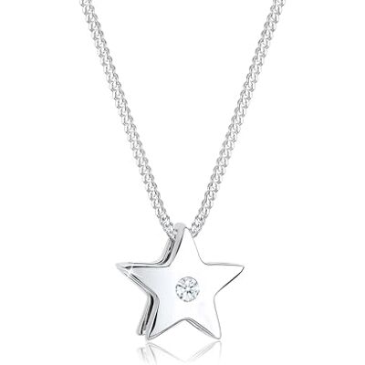 DIAMORE Elli DIAMONDS halsband damer stjärna hänge modern med diamant (0,03 ct.) 925 sterling silver, 45cm, fasettad slipning, Diamant DIAMORE Elli DIAMONDS halsband damer stjärna hänge modern med diamant (0,03 ct.) 925 sterling silver, 45cm, fasettad slipning, Diamant