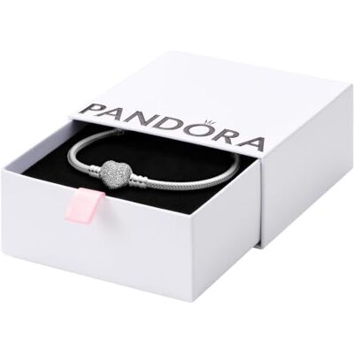 PANDORA Moments Schlangen-Gliederarmband mit Funklendem Herz-Verschluss Sterling Silber, Cubic Zirkonia 590727CZ-18 PANDORA Moments Schlangen-Gliederarmband mit Funklendem Herz-Verschluss Sterling Silber, Cubic Zirkonia 590727CZ-18
