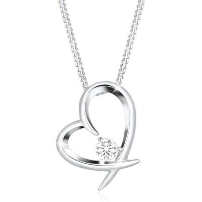 Elli halsband damer hjärta böjd med zirkoniumkristaller i 925 sterlingsilver, 450, Kristall, Kubisk zirkonia Elli halsband damer hjärta böjd med zirkoniumkristaller i 925 sterlingsilver, 450, Kristall, Kubisk zirkonia