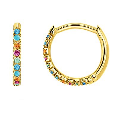 THOMAS SABO boucles d'oreilles créoles pierres colorées argent plaqué or CR659-488-7 THOMAS SABO boucles d'oreilles créoles pierres colorées argent plaqué or CR659-488-7